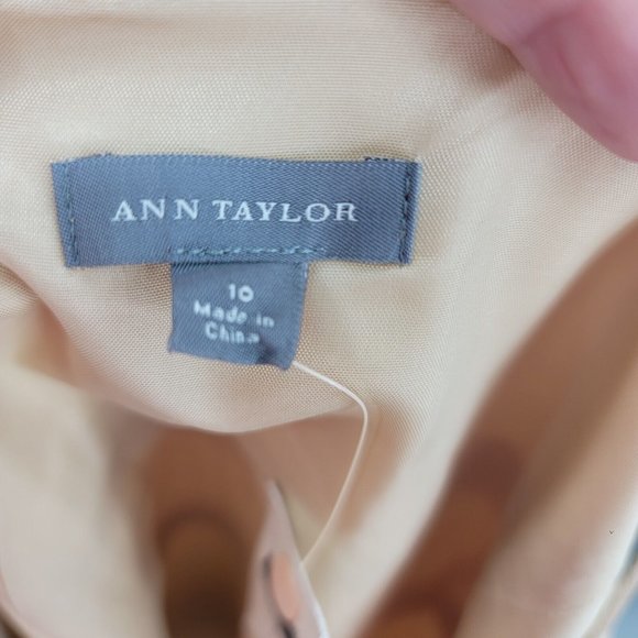 ANN TAYLOR Gold Champagne Sleeveless Cocktail Dress Holiday Party Women's 10 NWT - Picture 8 of 9